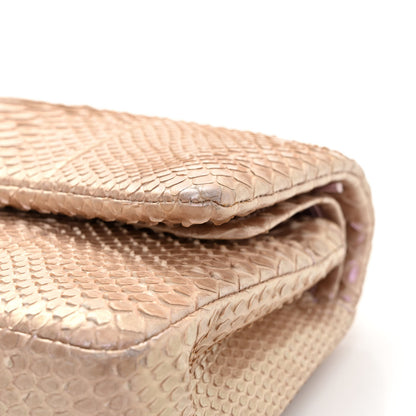 Chanel Metallic Snakeskin Medium Double Flap Pink 11 of 15