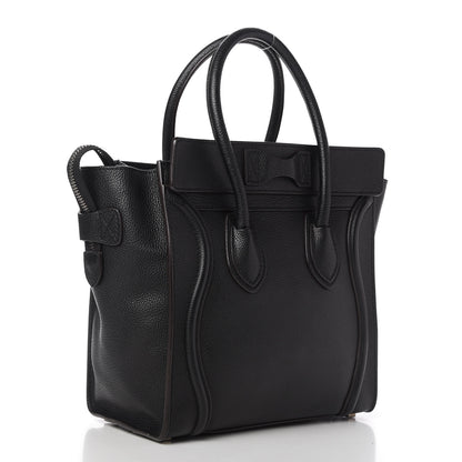 Celine Drummed Calfskin Micro Luggage Black 3 of 10