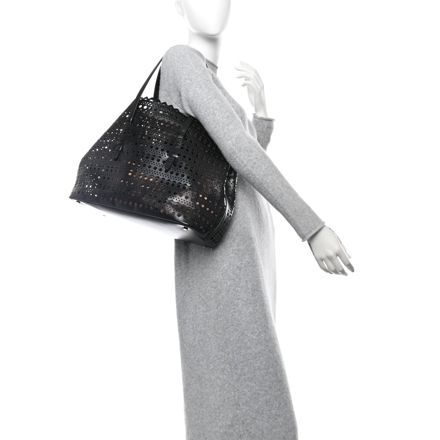 Alaia Lux Calfskin Vienne Large Mina Tote Black 2 of 12