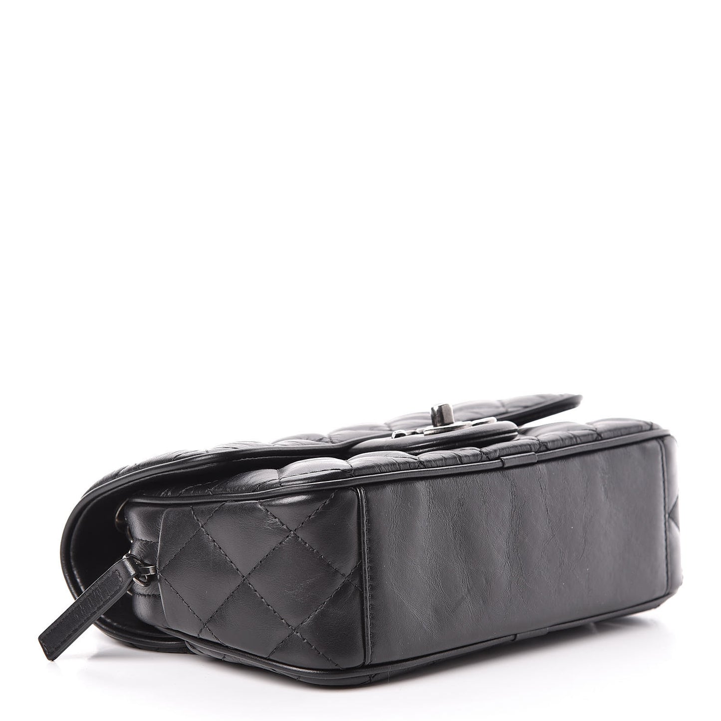 Aged Calfskin Quilted Small Easy Flap Black