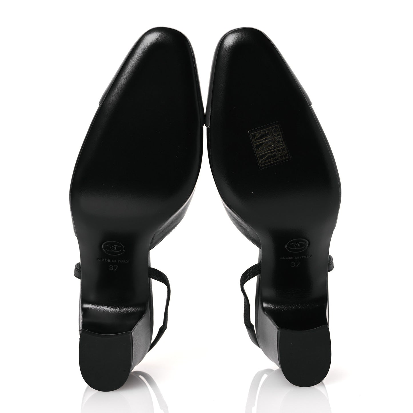 Lambskin Cap Toe CC Slingback Sandals 37 Black Dark Grey