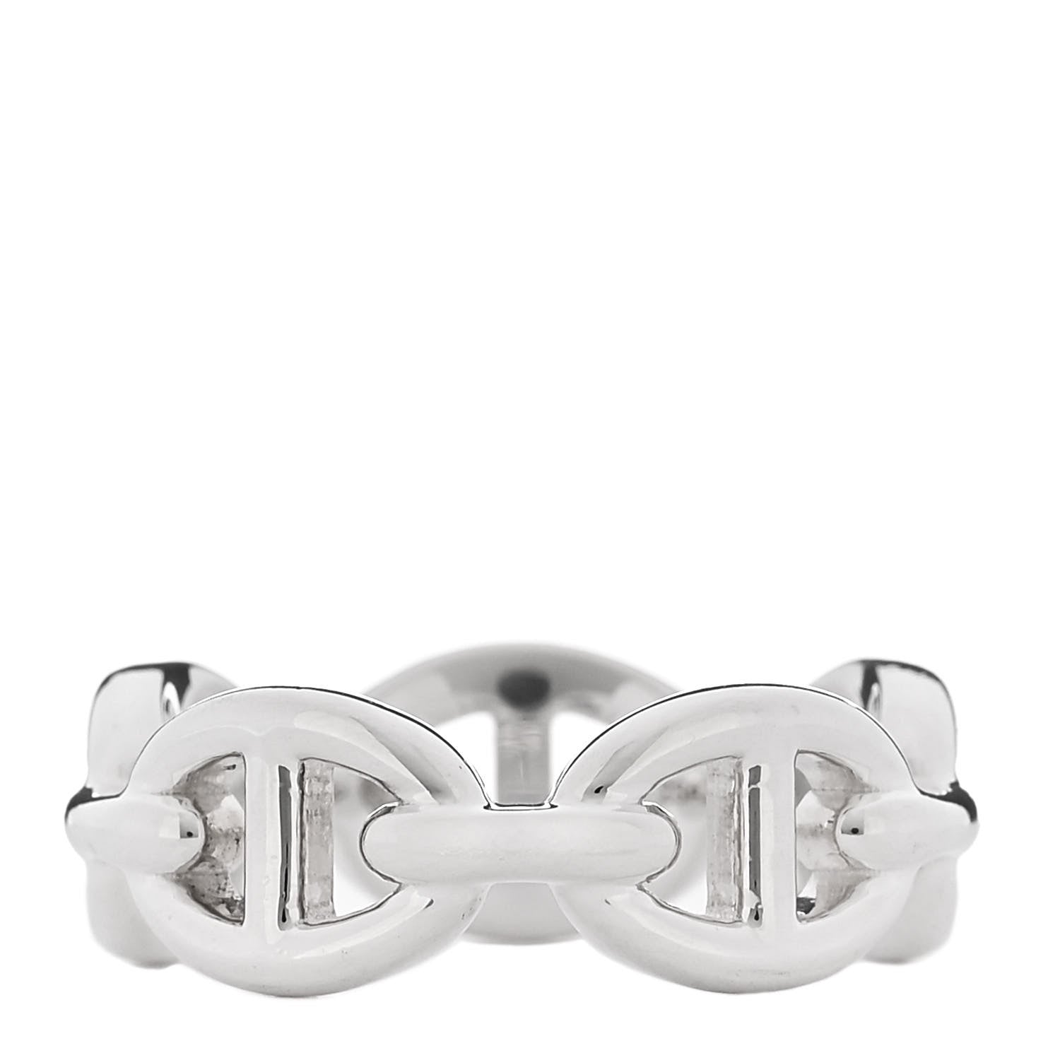 Hermes Sterling Silver PM Chaine d'Ancre Enchainee Band Ring 52 6 3 of 5