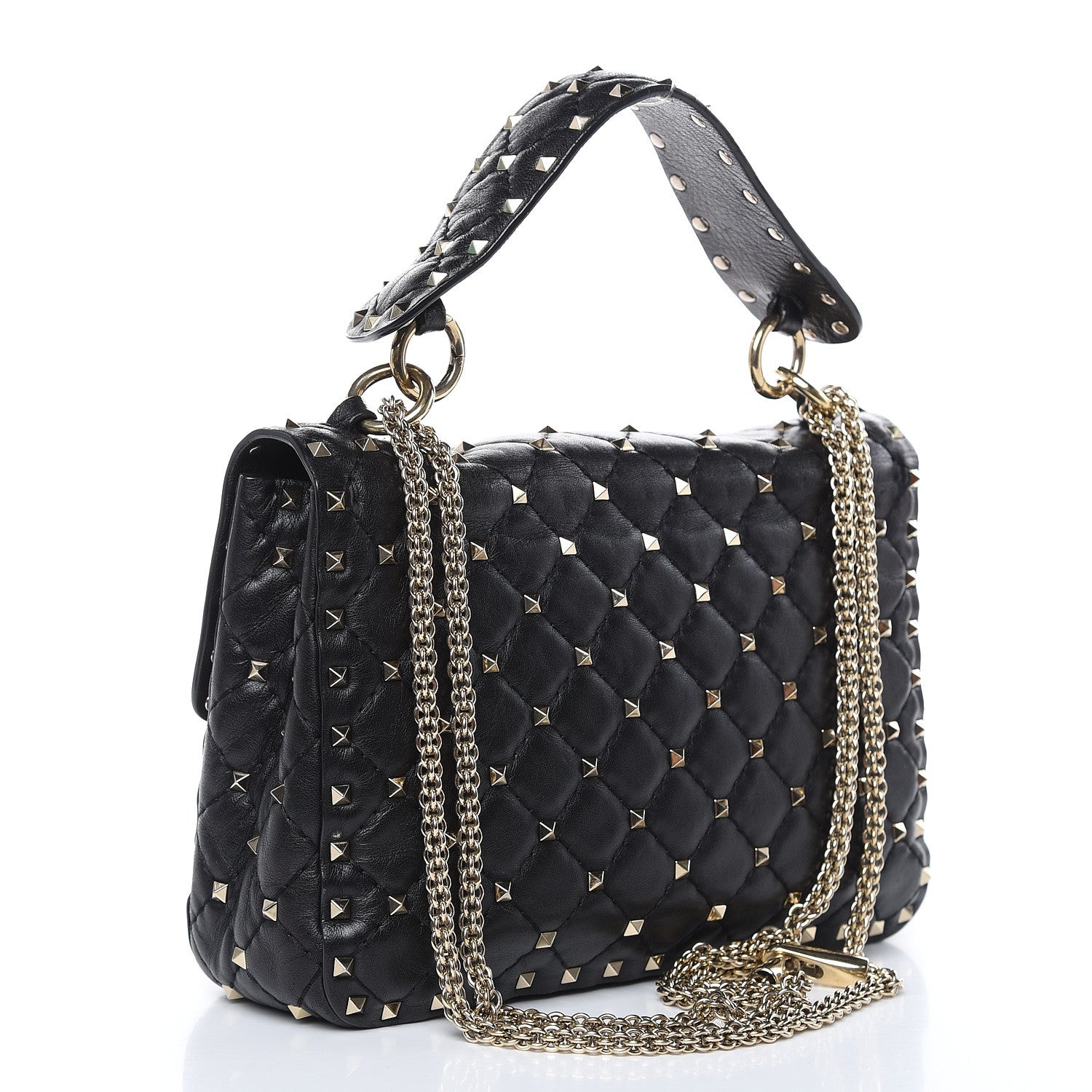 Valentino Garavani Lambskin Medium Rockstud Spike Shoulder Bag Black 3 of 13