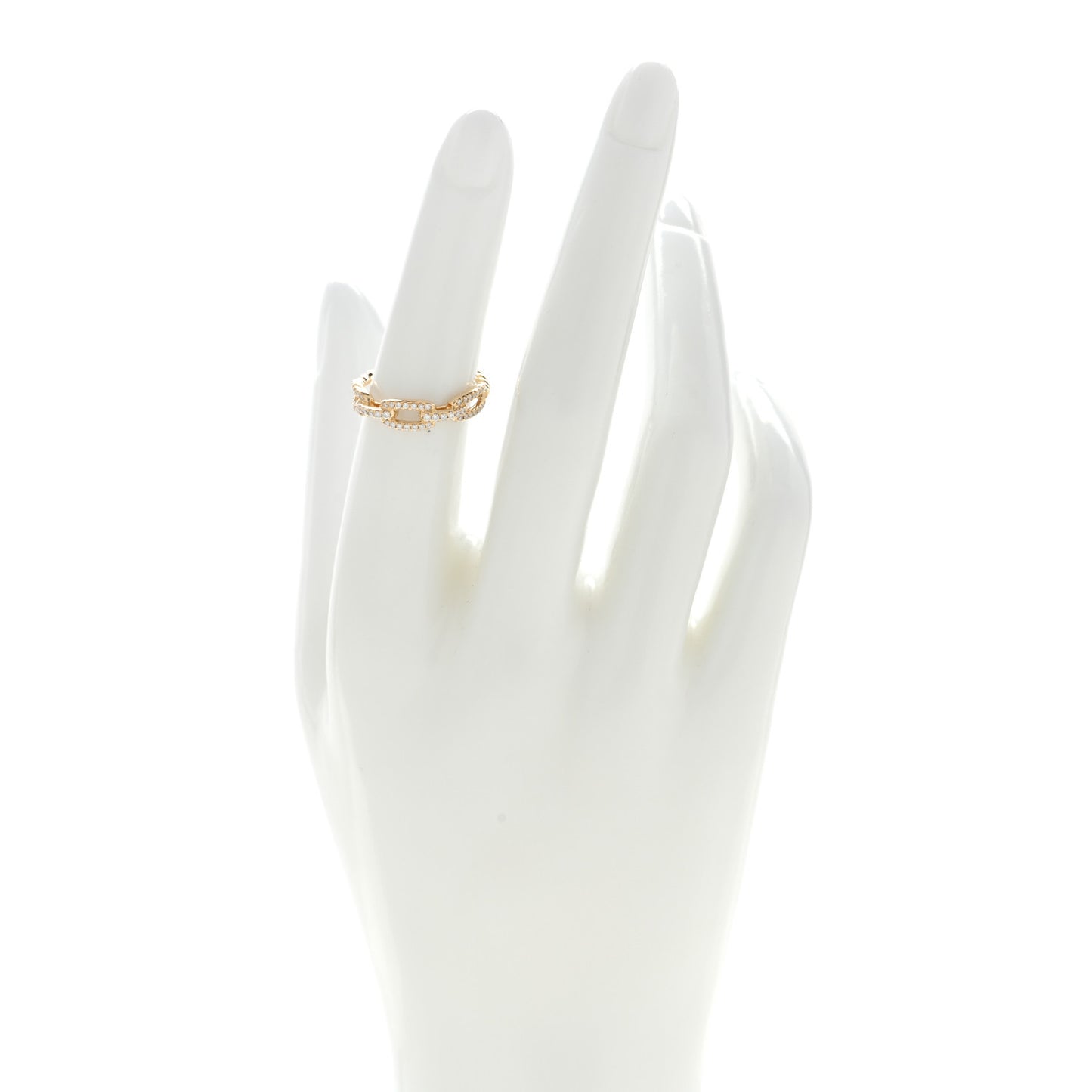 18K Yellow Gold Diamond 4.5mm Stax Single Row Chain Link Ring 50 5.5