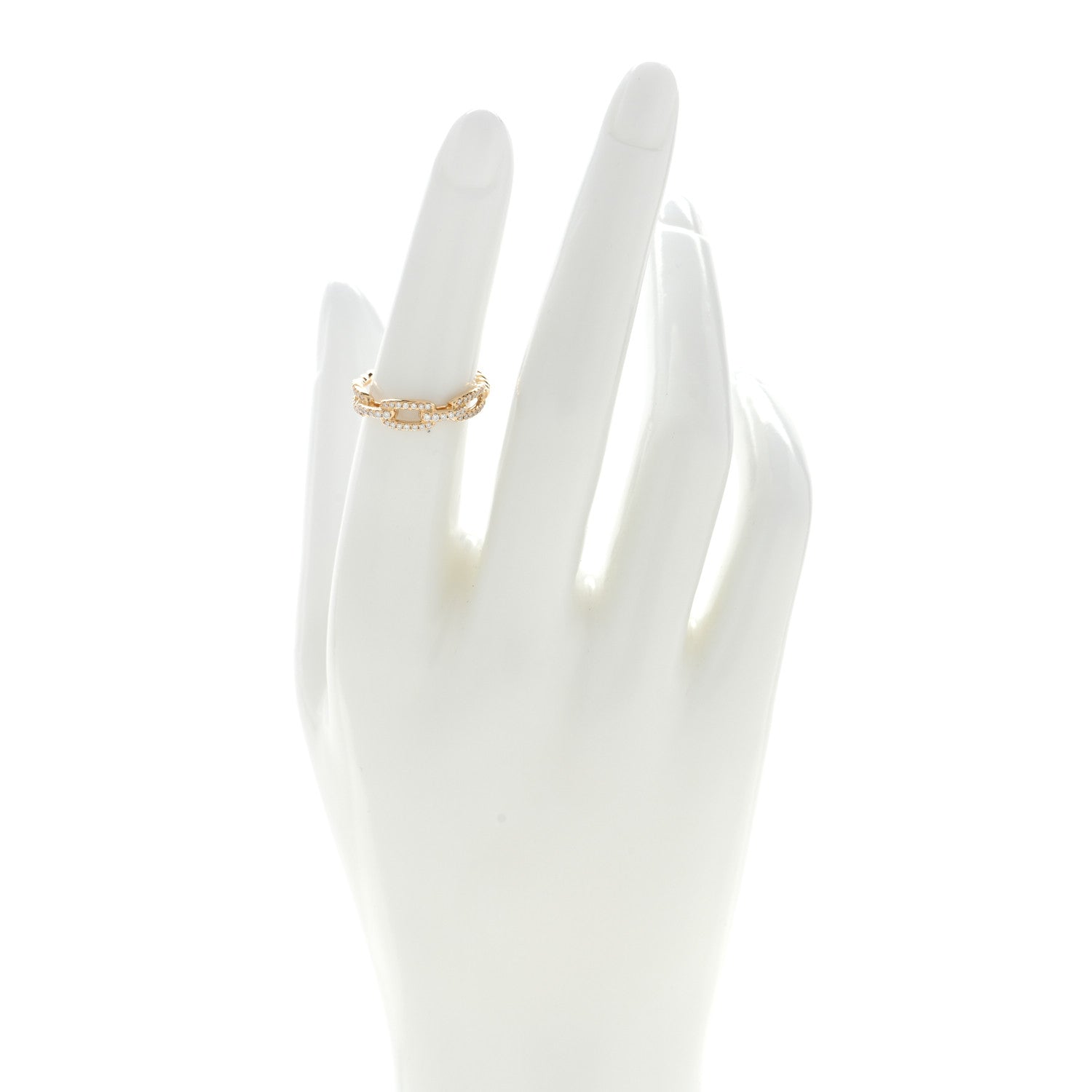 David Yurman 18K Yellow Gold Diamond 4.5mm Stax Single Row Chain Link Ring 50 5.5 2 of 4