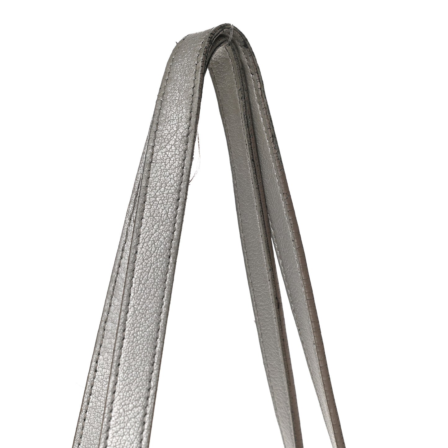 Metallic Calfskin Large Shopping Tote Silver
