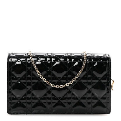 Christian Dior Patent Cannage Lady Dior Chain Wallet Black 1 of 10