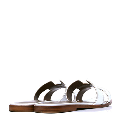 Hermes Box Calfskin Oran Sandals 37 White 3 of 4