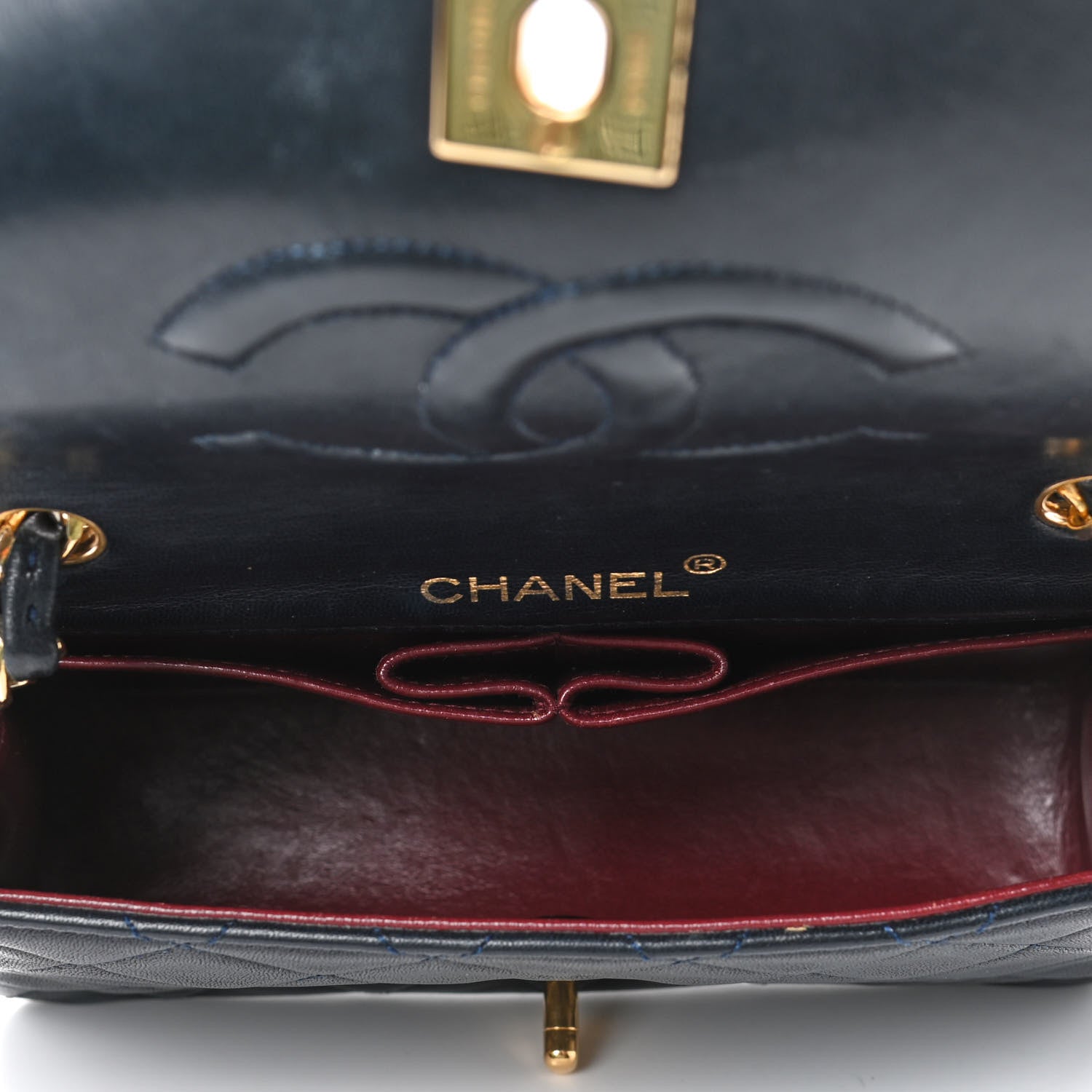 Chanel Lambskin Quilted Small Single Flap Navy 4 of 4