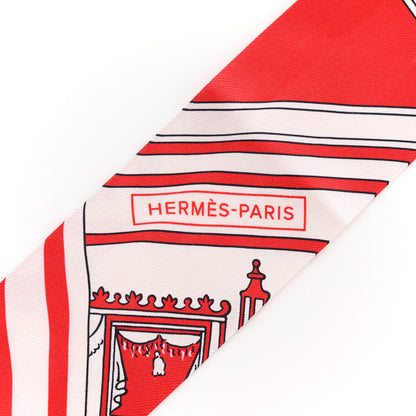 Hermes Silk Washington S Carriage Detail Twilly Rouge White Black 2 of 4