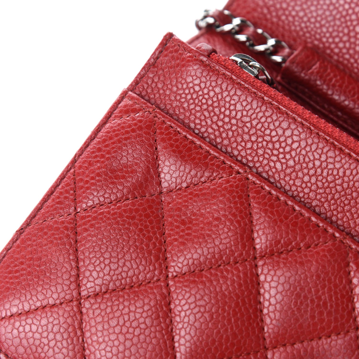 Chanel Caviar Quilted Wallet On Chain WOC Dark Red 9 of 16