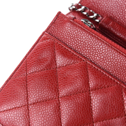 Chanel Caviar Quilted Wallet On Chain WOC Dark Red 9 of 16