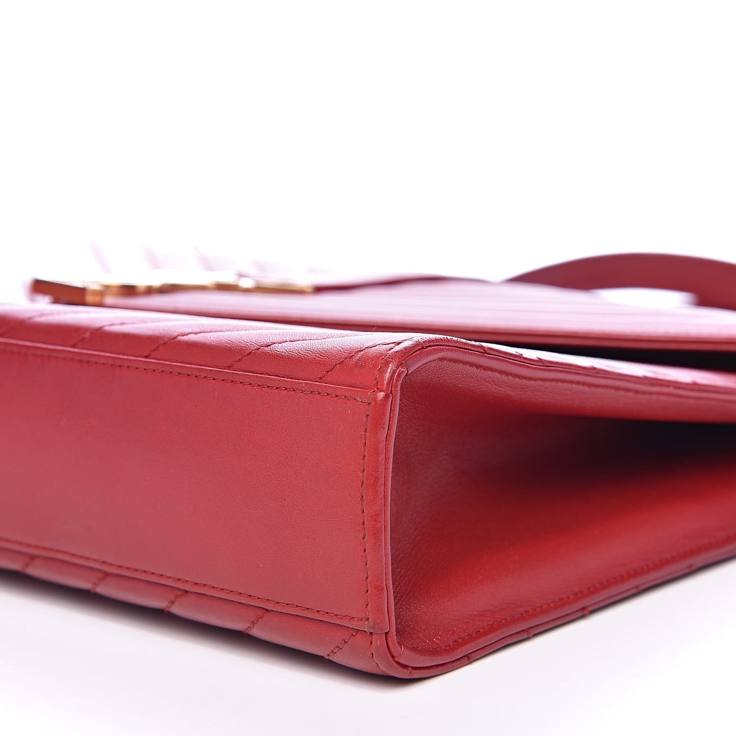 Lambskin Matelasse Chevron Large Monogram Satchel Red