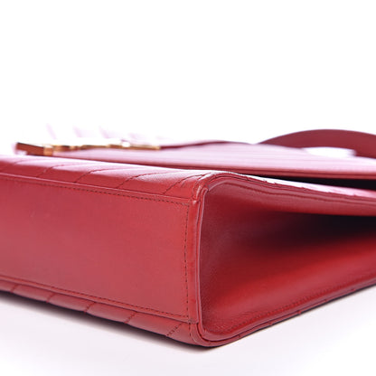 Saint Laurent Lambskin Matelasse Chevron Large Monogram Satchel Red 10 of 20