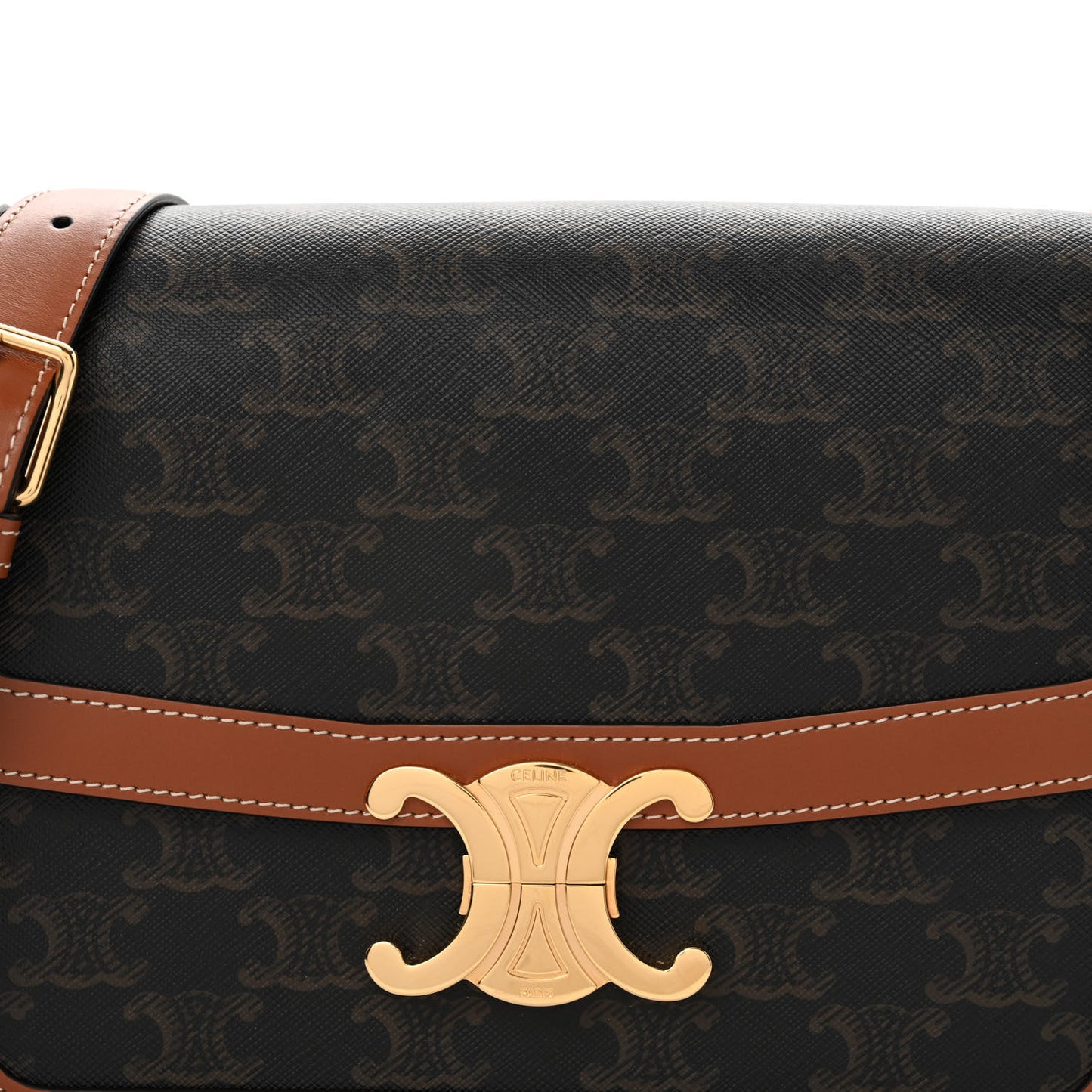 Triomphe Canvas Calfskin Medium Triomphe Bag Tan