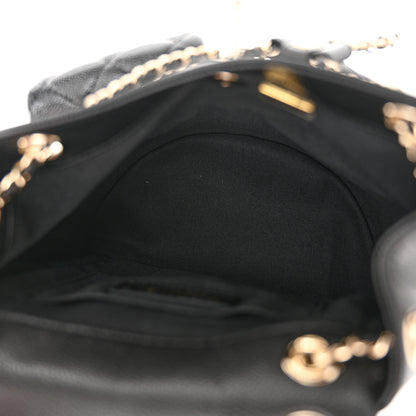 Chanel Shiny Caviar Quilted Medium Duma Pockets Drawstring Backpack Black 5 of 10