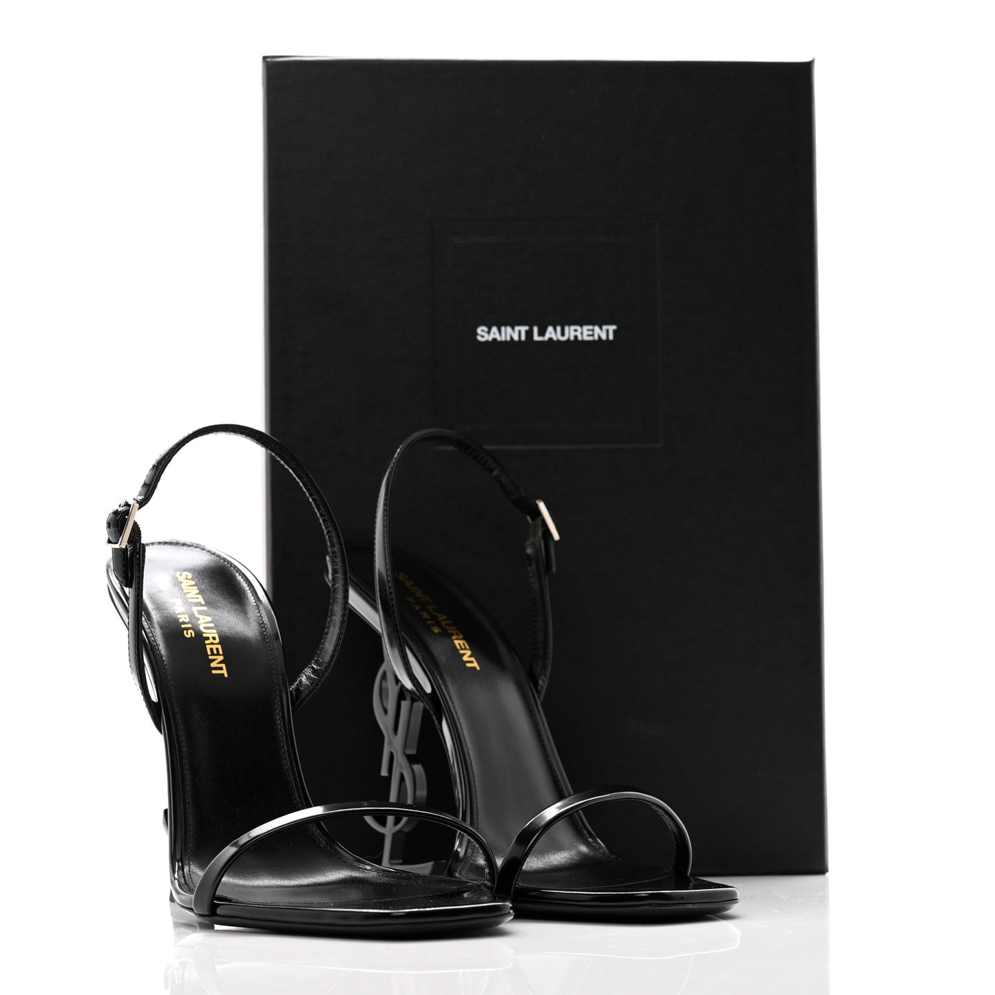 Patent Calfskin Opyum 110 Sandals 40.5 Black