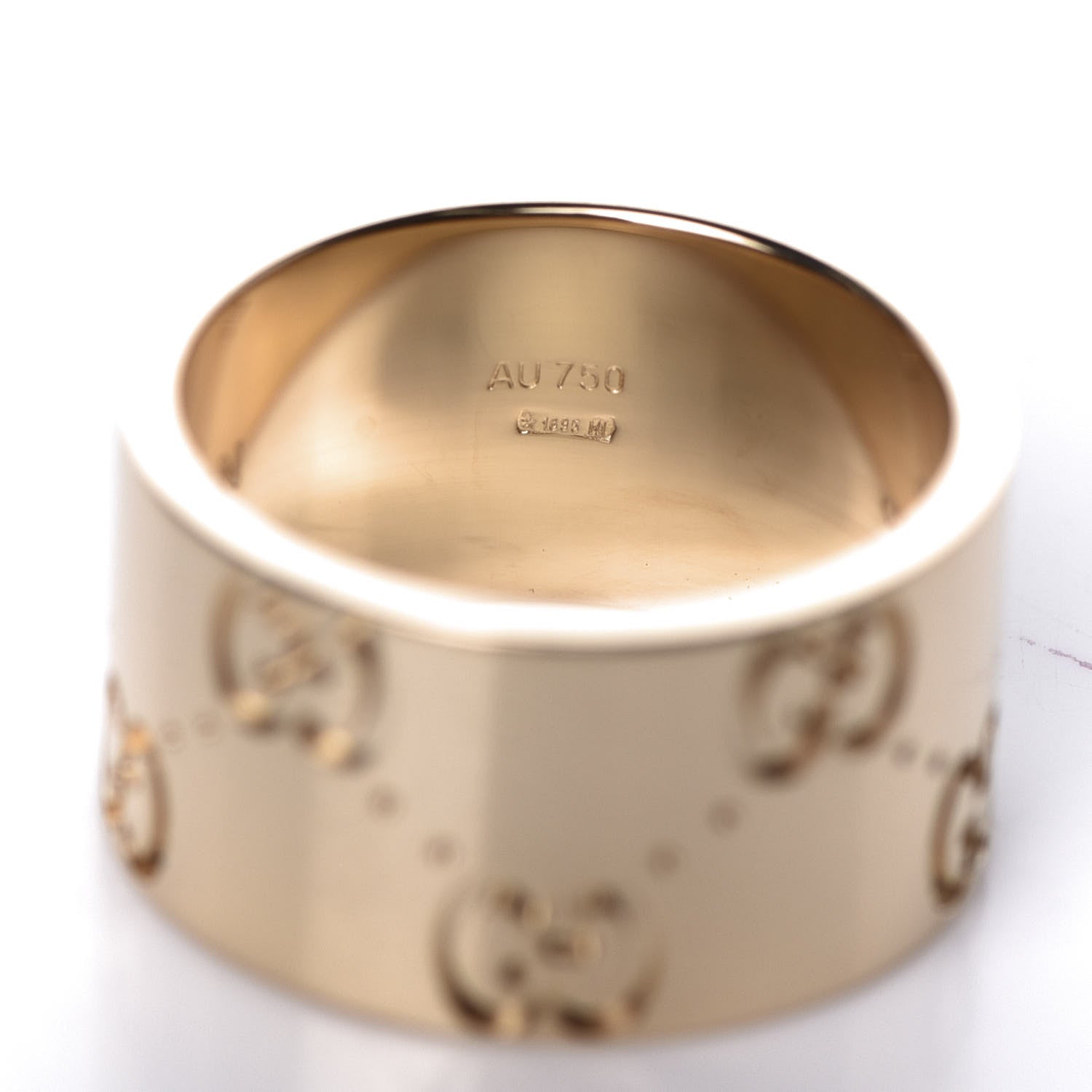 Gucci 18K Yellow Gold 9mm Icon Band Ring 46 3.75 7 of 8