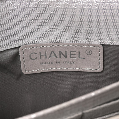 Chanel Metallic Suede Quilted East West Flap Clutch Silver 5 of 10