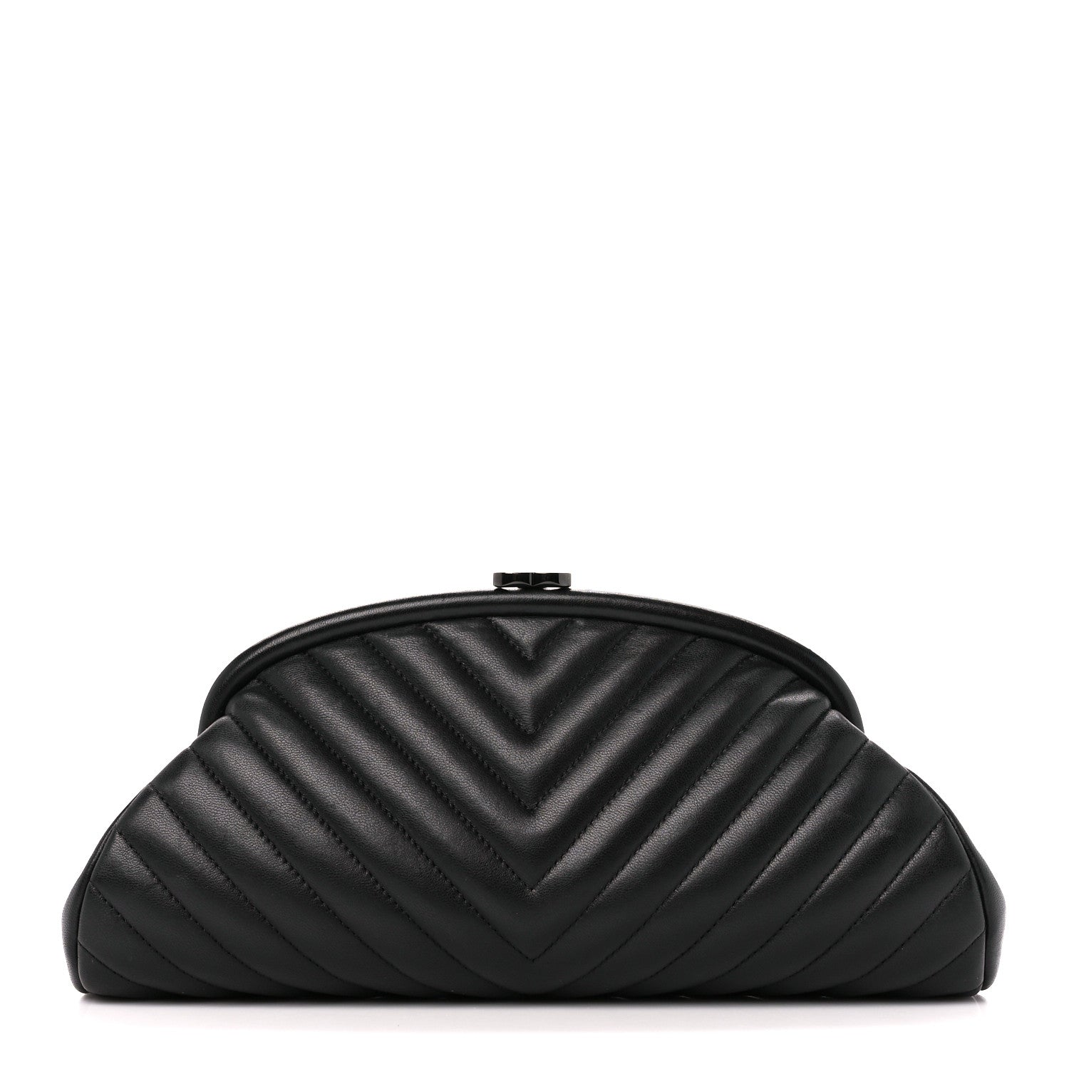Chanel Lambskin Chevron Quilted Timeless Clutch Black 1 of 10