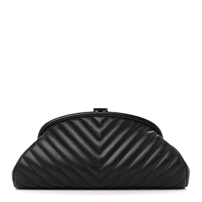 Chanel Lambskin Chevron Quilted Timeless Clutch Black 1 of 10