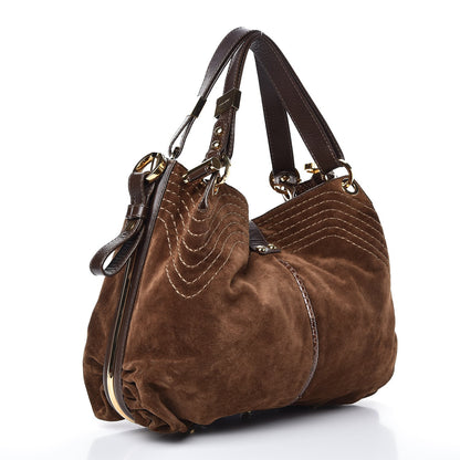 Chanel JIMMY CHOO Suede Watersnake Trim Alex Shoulder Bag Cognac 3 of 13