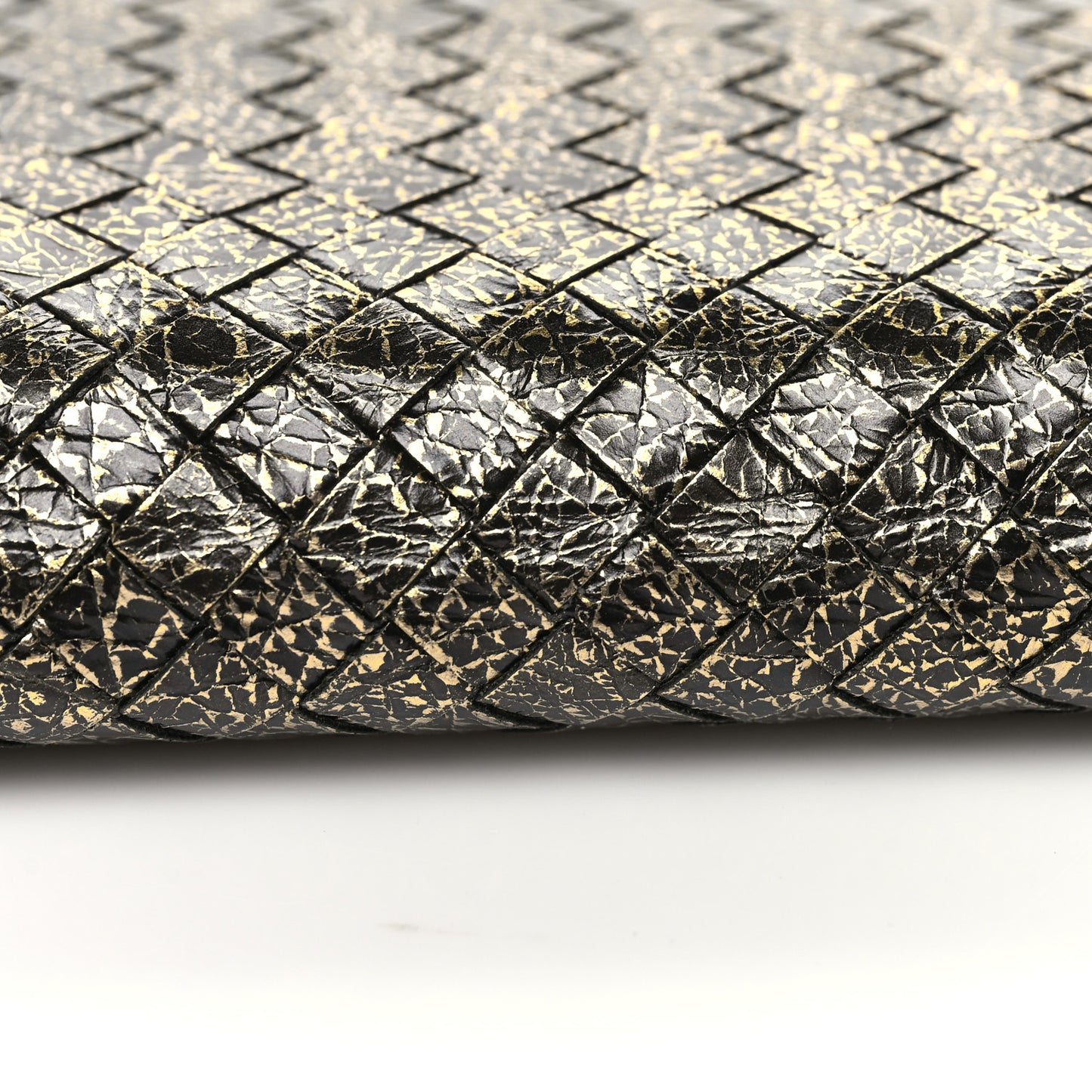 Metallic Nappa Intrecciato Chain Wallet Gold