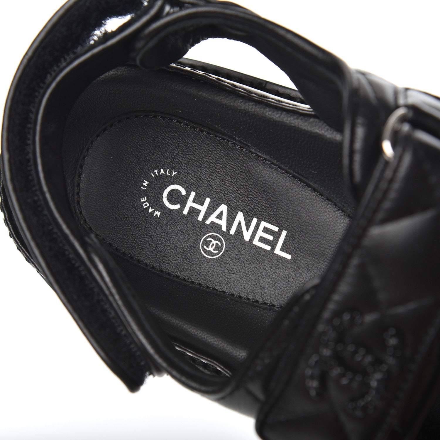 Chanel Lambskin Velcro Dad Sandals 36.5 Black 6 of 17