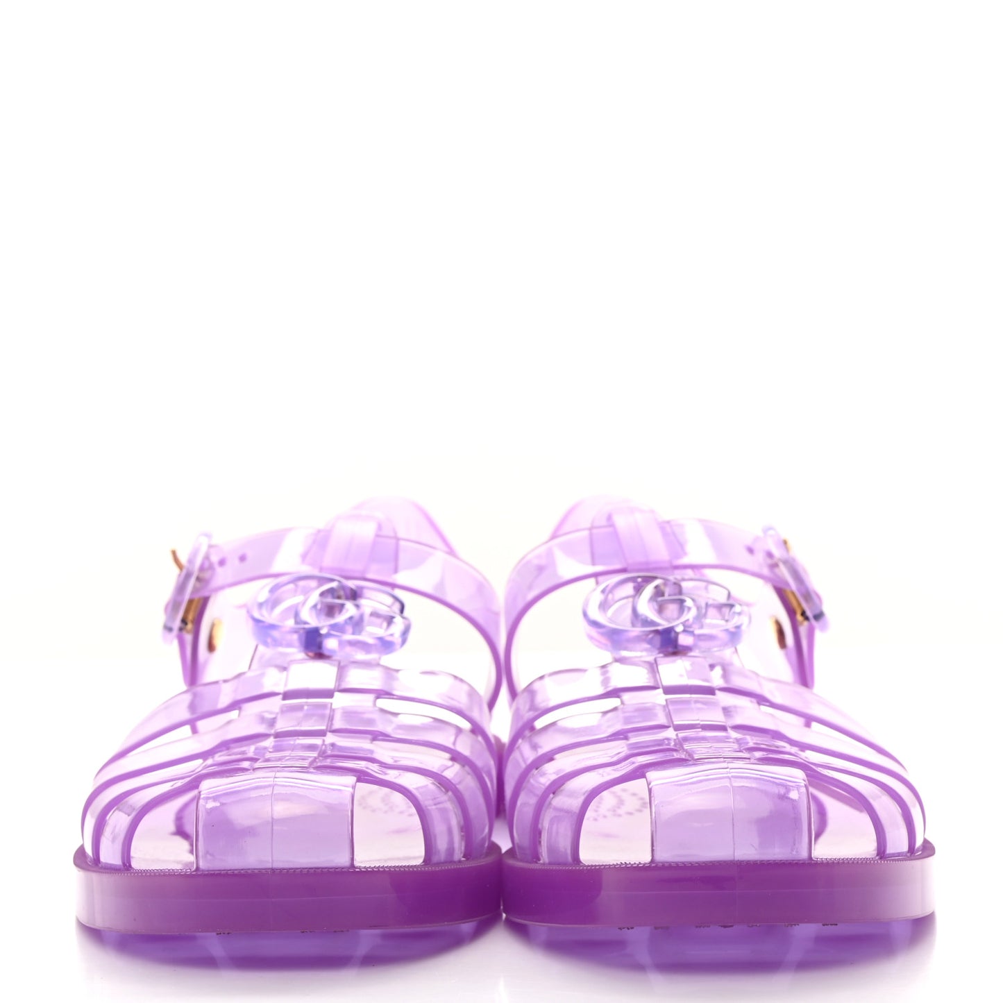 Shiny Rubber Double G Buckle Strap Sandals 40 Lapis Transparent