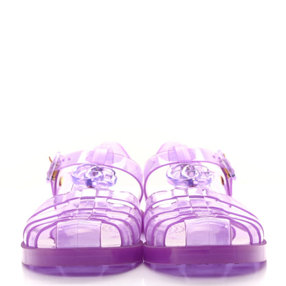 Gucci Shiny Rubber Double G Buckle Strap Sandals 40 Lapis Transparent 2 of 8