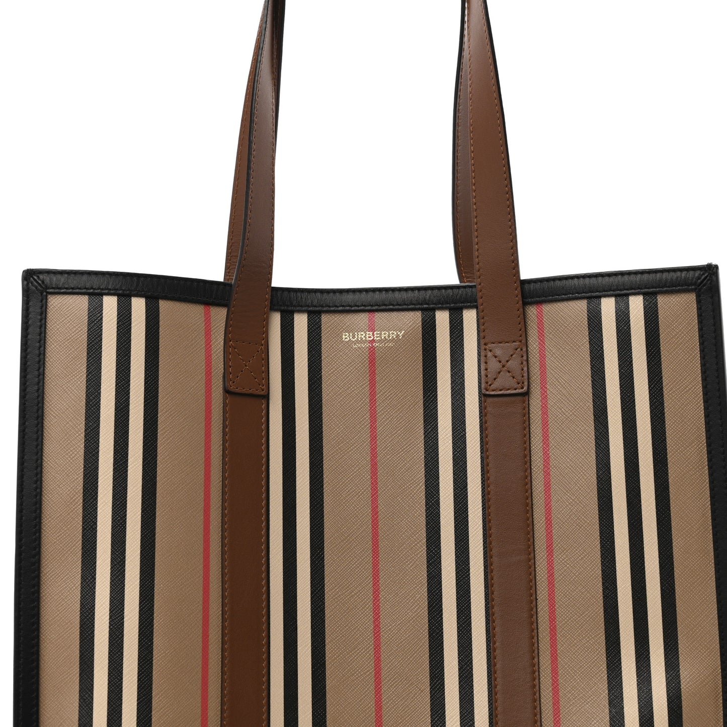 E-Canvas Stripe Book Tote Tan Archive Beige