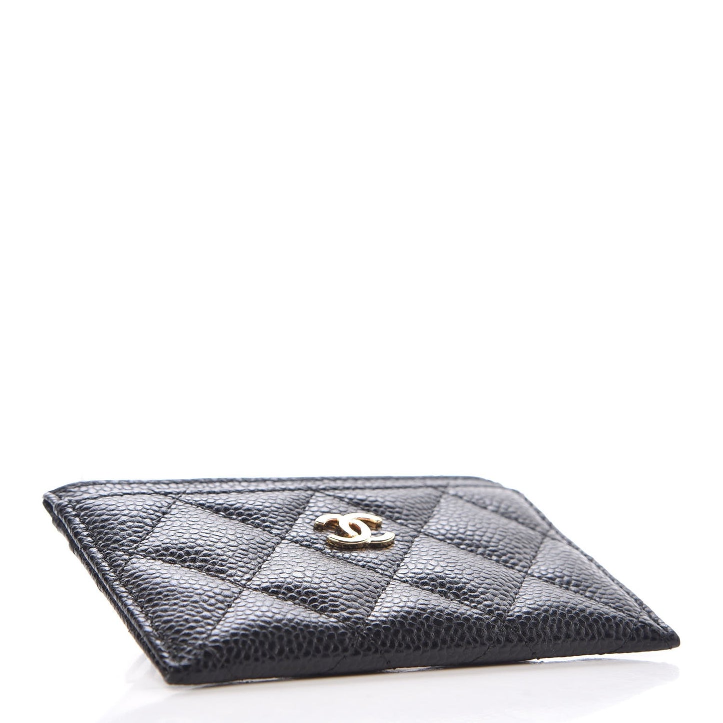 Caviar Quilted Card Holder Black