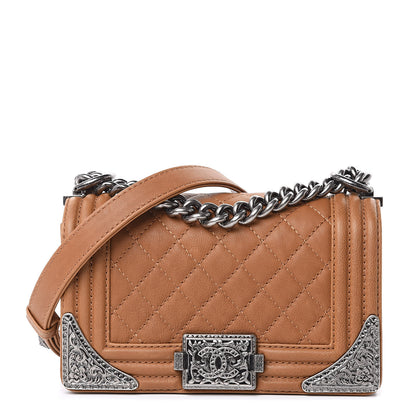 Chanel Calfskin Quilted Metal Embellished Paris Dallas Small Boy Flap Beige 1 of 16