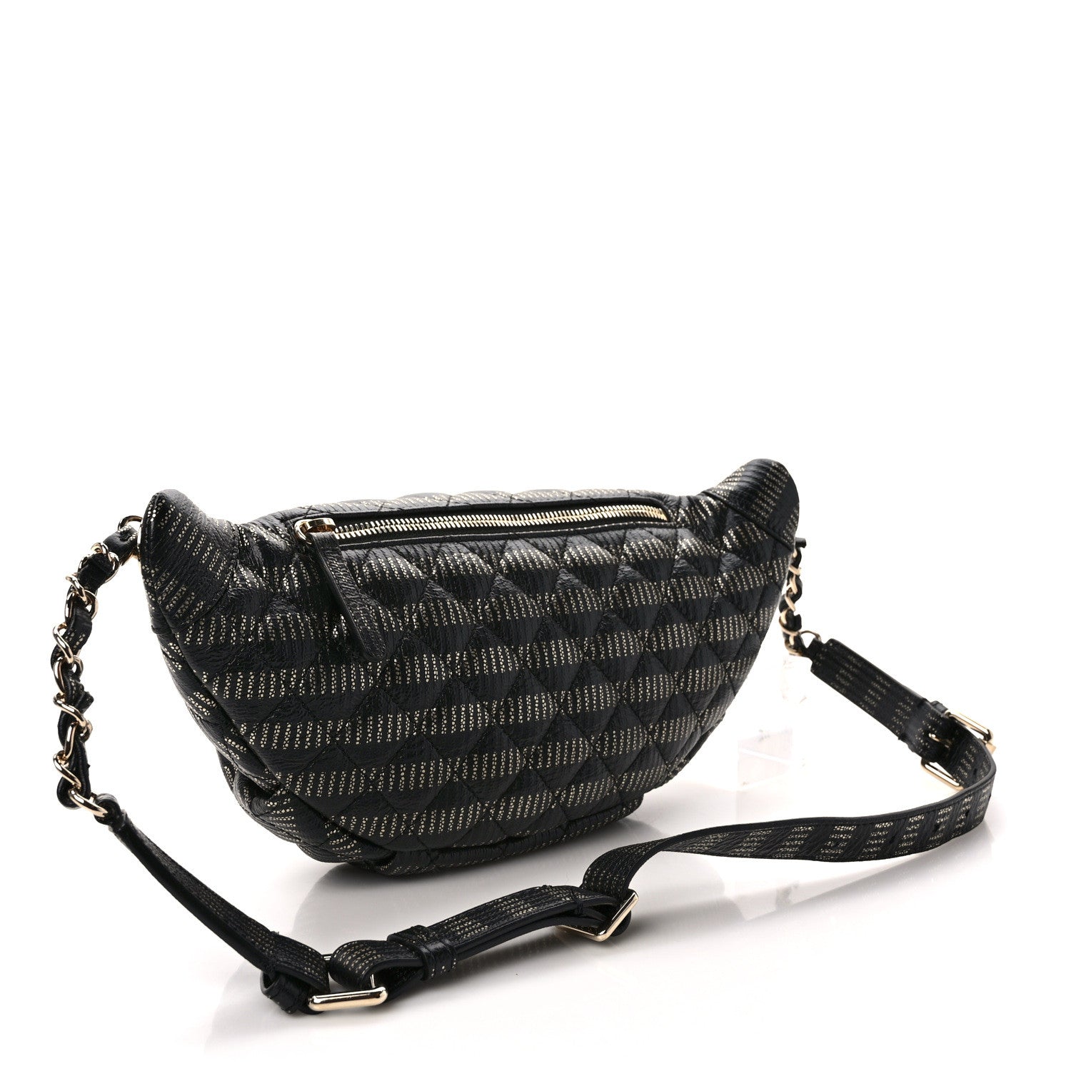Chanel Metallic Caviar Quilted Waist Bag Black Gold 3 of 10