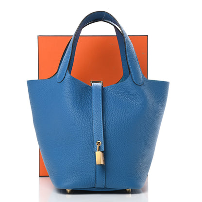 Hermes Taurillon Clemence Picotin Lock 18 PM Mykonos 11 of 11