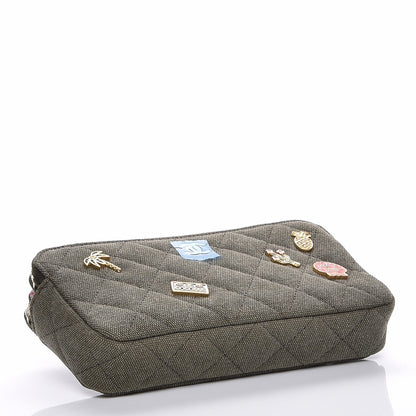 Chanel Canvas Quilted Coco Cuba Small Clutch With Chain Khaki 4 of 8