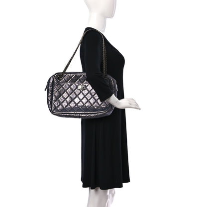 Chanel Metallic Aged Calfskin Quilted Large Reissue Camera Case Silver 2 of 10