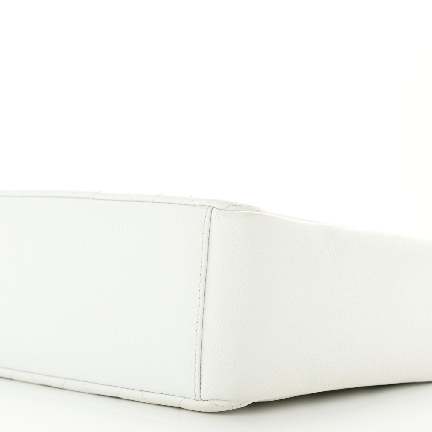 Caviar Quilted Petit Shopping Tote PST White
