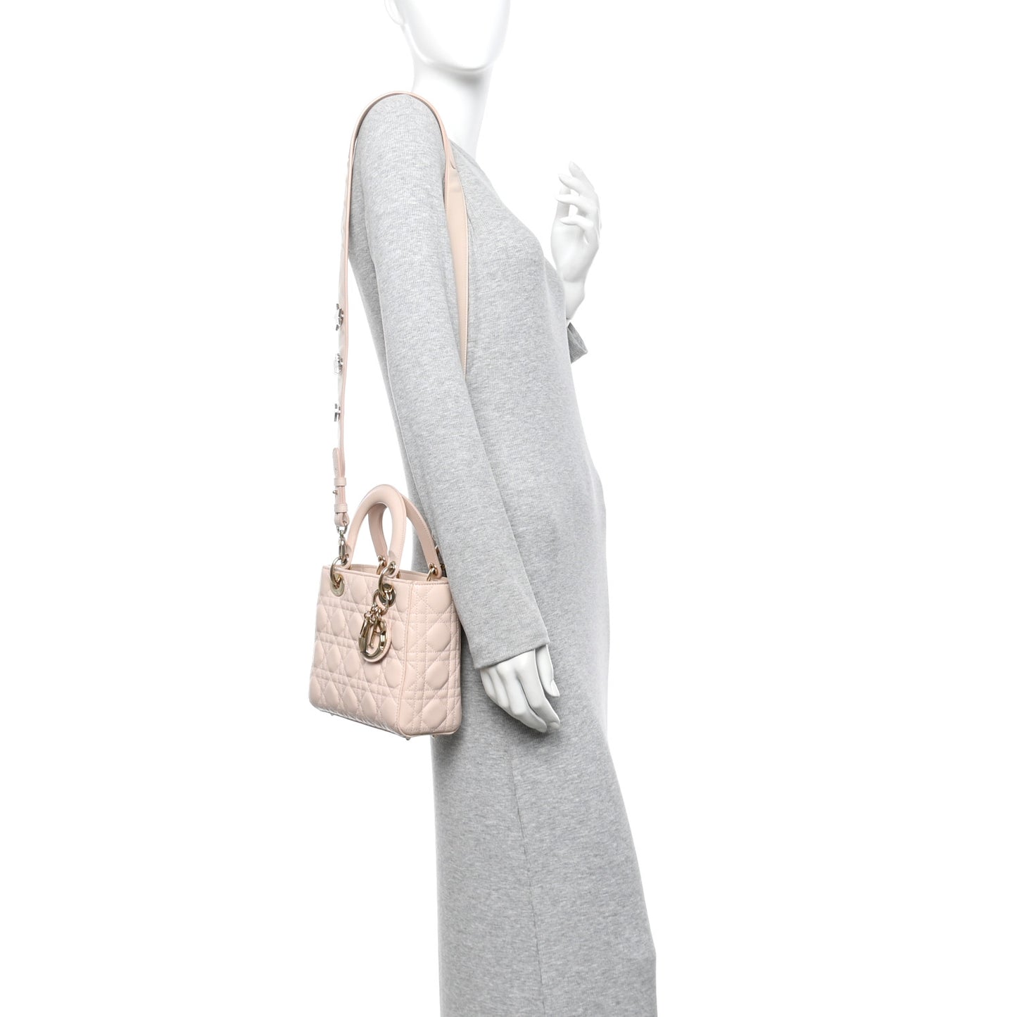 Lambskin Cannage Small Lucky Badges My Lady Dior Light Pink