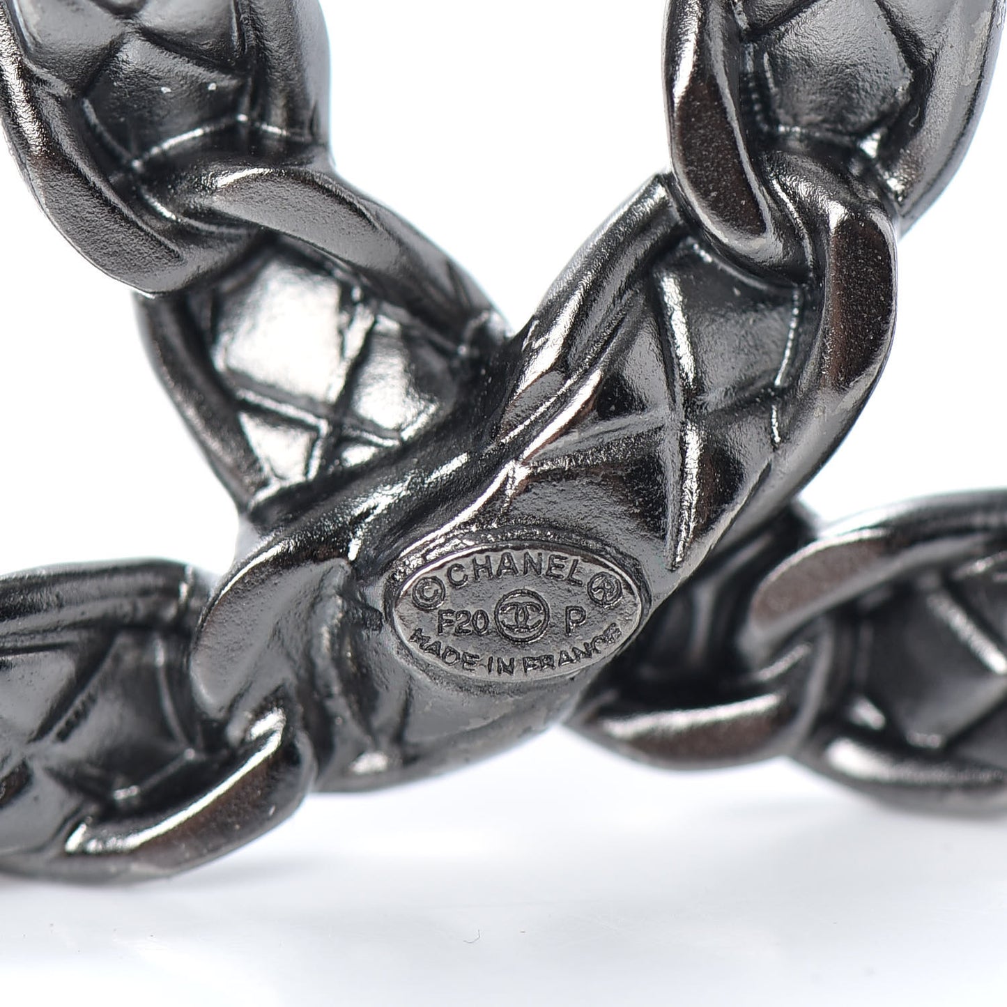 Quilted CC Brooch Ruthenium