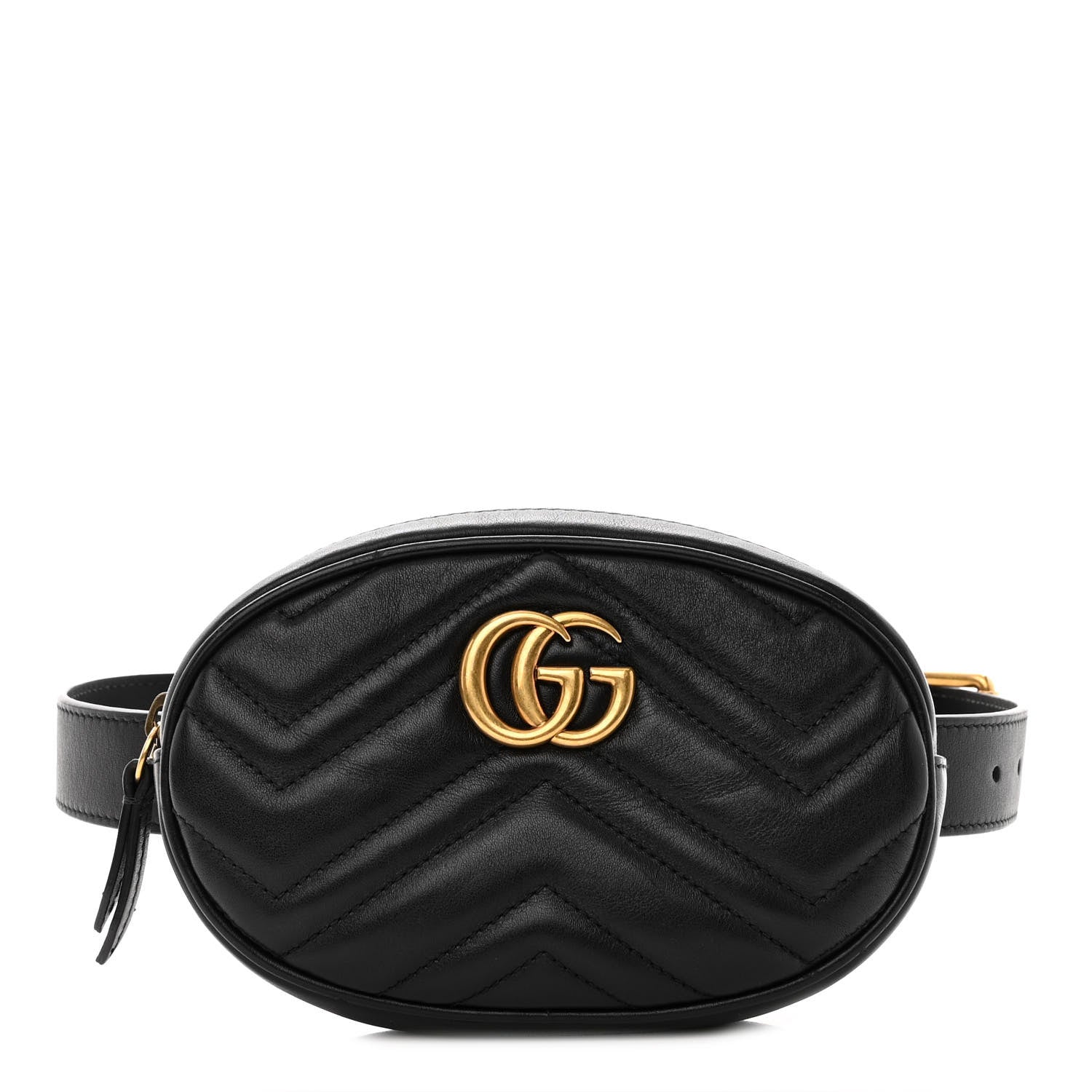 Gucci Calfskin Matelasse GG Marmont Belt Bag 65 26 Black 1 of 11