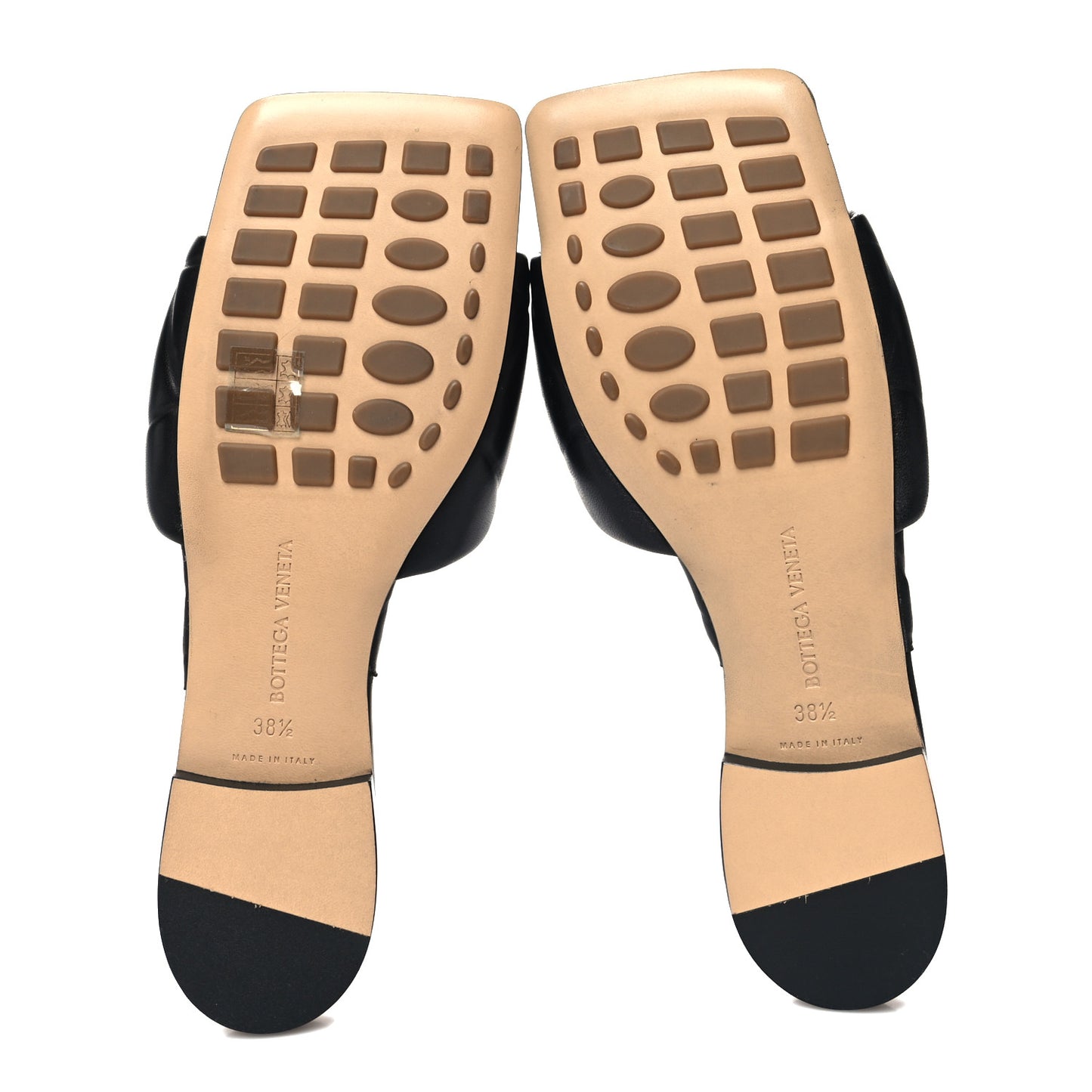 Nappa Quilted Rubber Lido Flat Sandals 38.5 Black