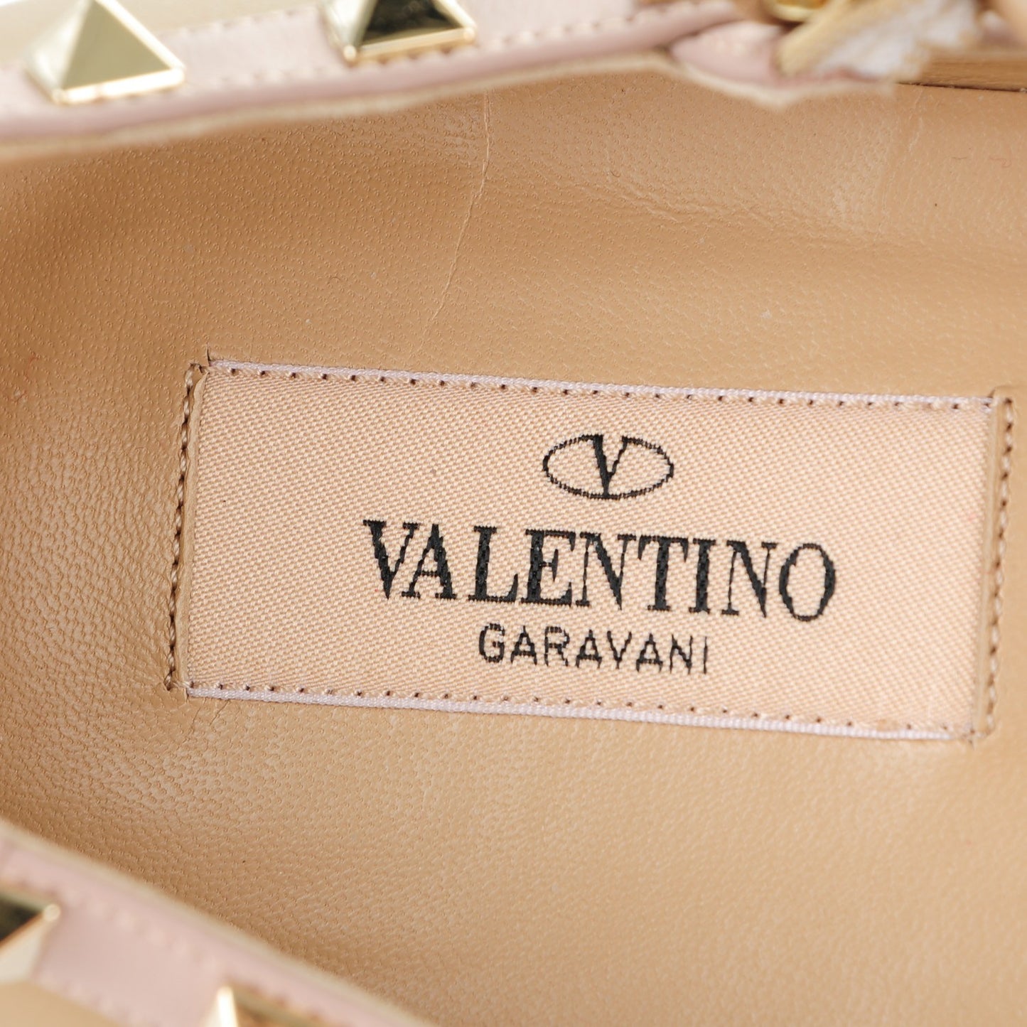 Calfskin Nappa Rockstud Cage Ballerina Flats 39 Alpaca Poudre