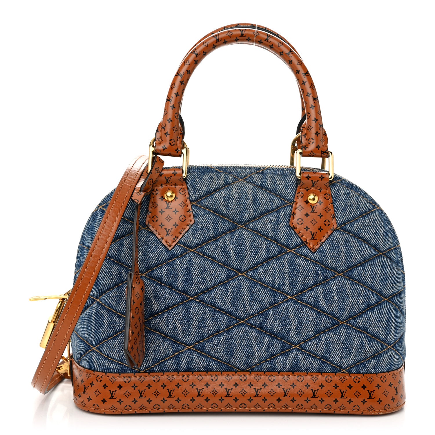 Louis Vuitton Denim Calfskin Reverse Monogram Malletage Alma BB Blue 1 of 10