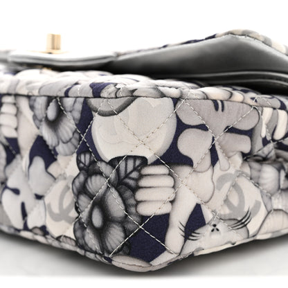 Chanel Nylon Quilted Medium Cat Emoticon Double Flap Navy Grey Ecru Navy Grey Ecru 10 of 10