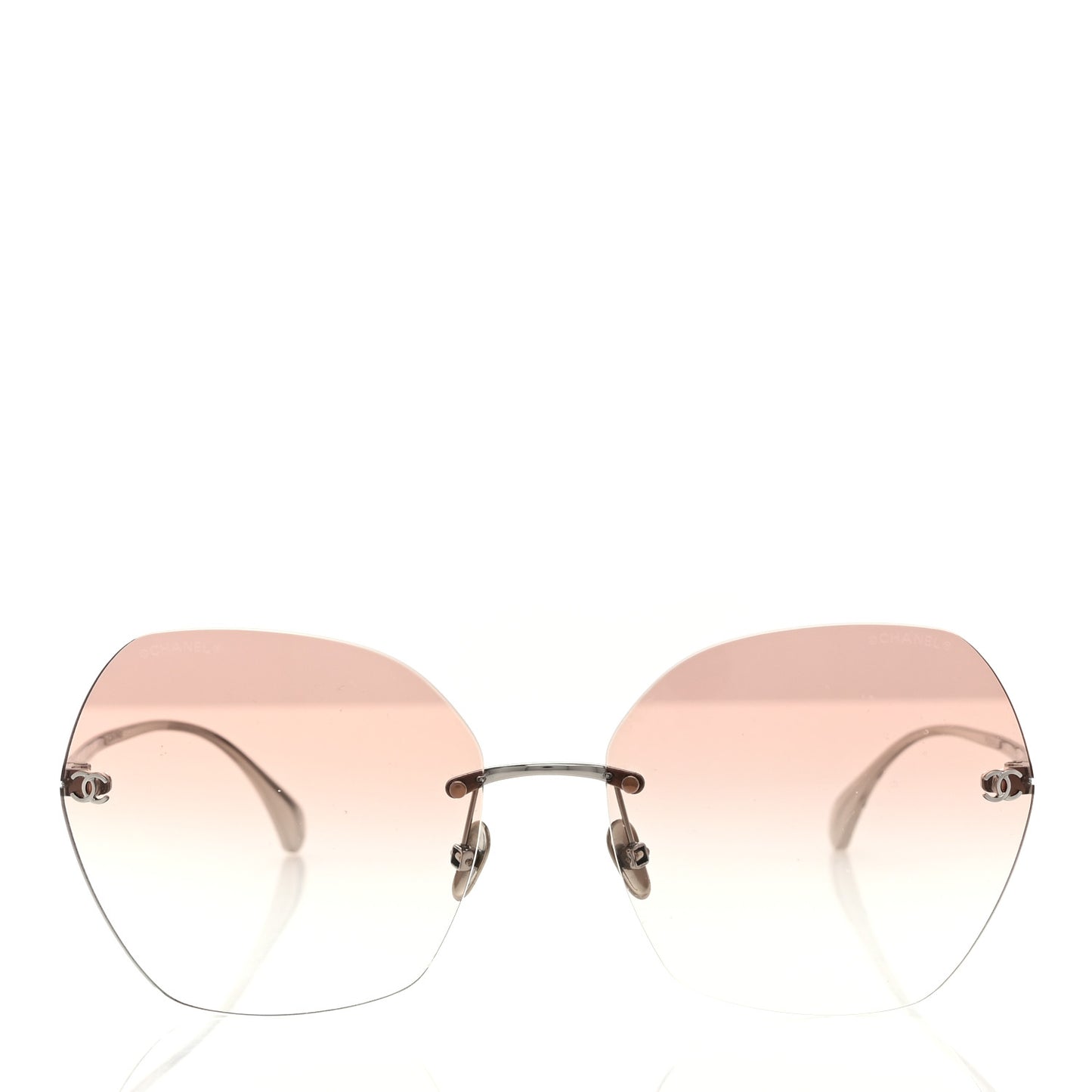Titanium Rimless Square Sunglasses 4271-T Silver Brown