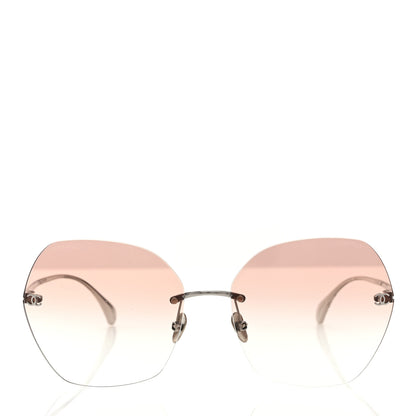 Chanel Titanium Rimless Square Sunglasses 4271-T Silver Brown 2 of 8