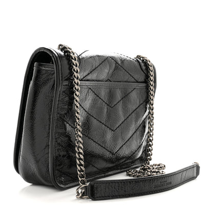 Saint Laurent SAINT LAURENT Crinkled Calfskin Matelasse Monogram Niki Chain Wallet Black 3 of 10