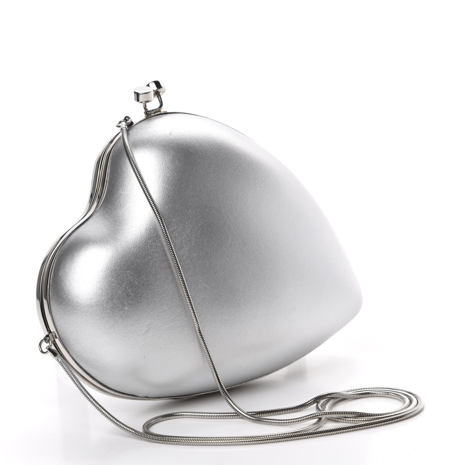 Saint Laurent Smooth Calfskin Heart Monogram Love Box Crossbody Silver 3 of 9