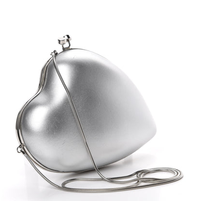 Saint Laurent Smooth Calfskin Heart Monogram Love Box Crossbody Silver 3 of 9